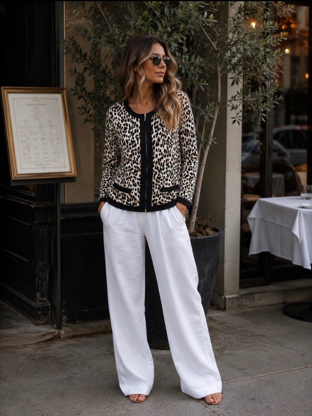 White House Black Market Leopard-Print Zip Cardigan NWOT